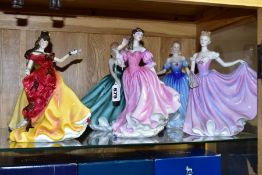 SIX ROYAL DOULTON FIGURINES, comprising six Figures of the Year Belle 1996 HN3703, Elizabeth 2003