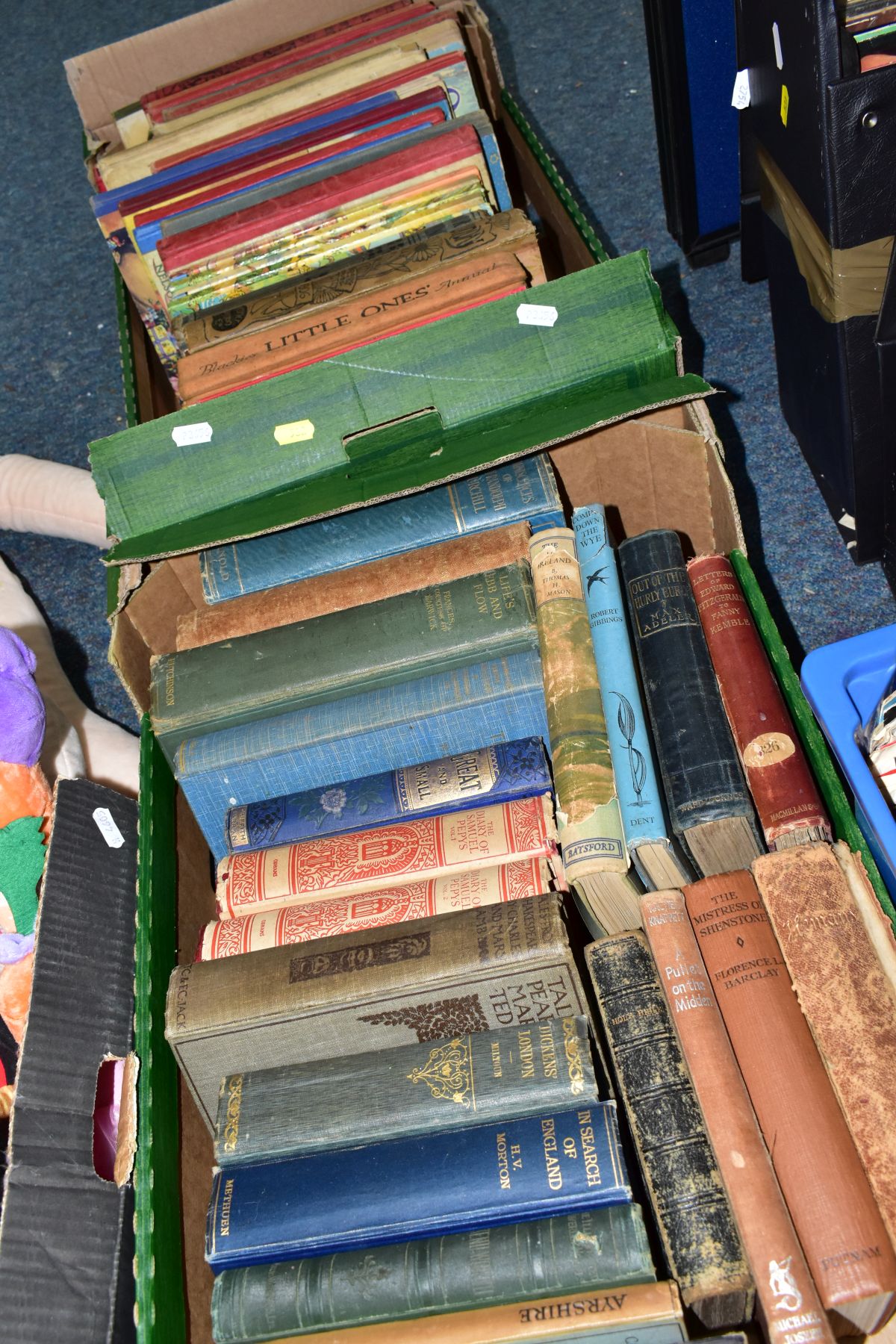 BOOKS, two boxes containing twenty-one Antiquarian titles including works by Felicia Hemans,