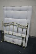 A BENSONS FOR BEDS 4FT6 DIVAN BED, MATRESS AND BRASSED HEADBOARD