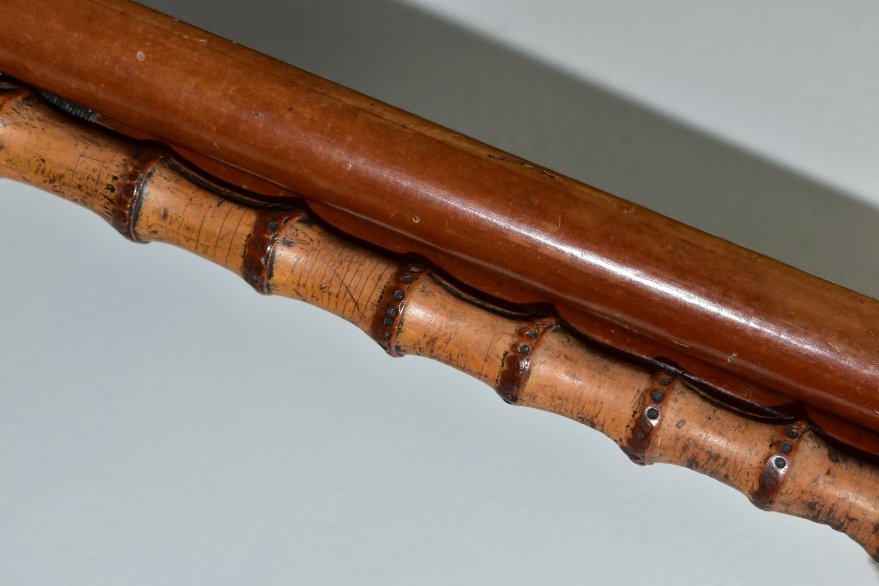 FOUR WALKING STICKS, various materials, one malacca stick, three have antler handles, one with a - Image 8 of 10