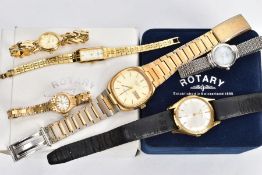 A SELECTION OF ROTARY AND CITIZEN WRISTWATCHES, to include three men's Rotary watches, one with