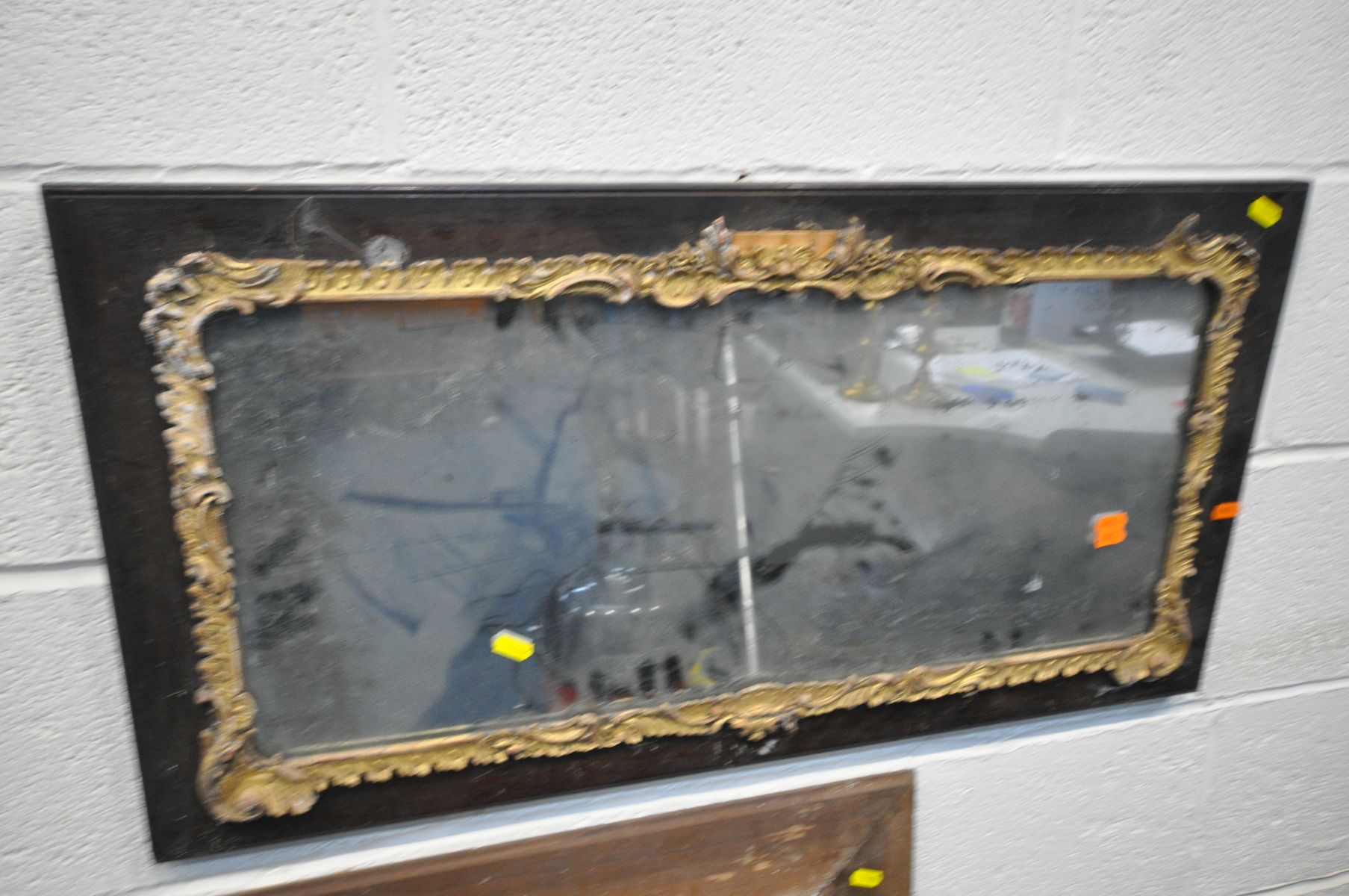 A 19TH CENTURY ROCOCO REVIVAL GILTWOOD WALL MIRROR, the plain rectangular plate within a frame - Image 7 of 8