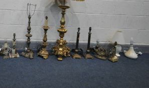 A SELECTION OF VARIOUS LATE 20TH TABLE LAMPS, to include a napoleon candlestick style table lamp,