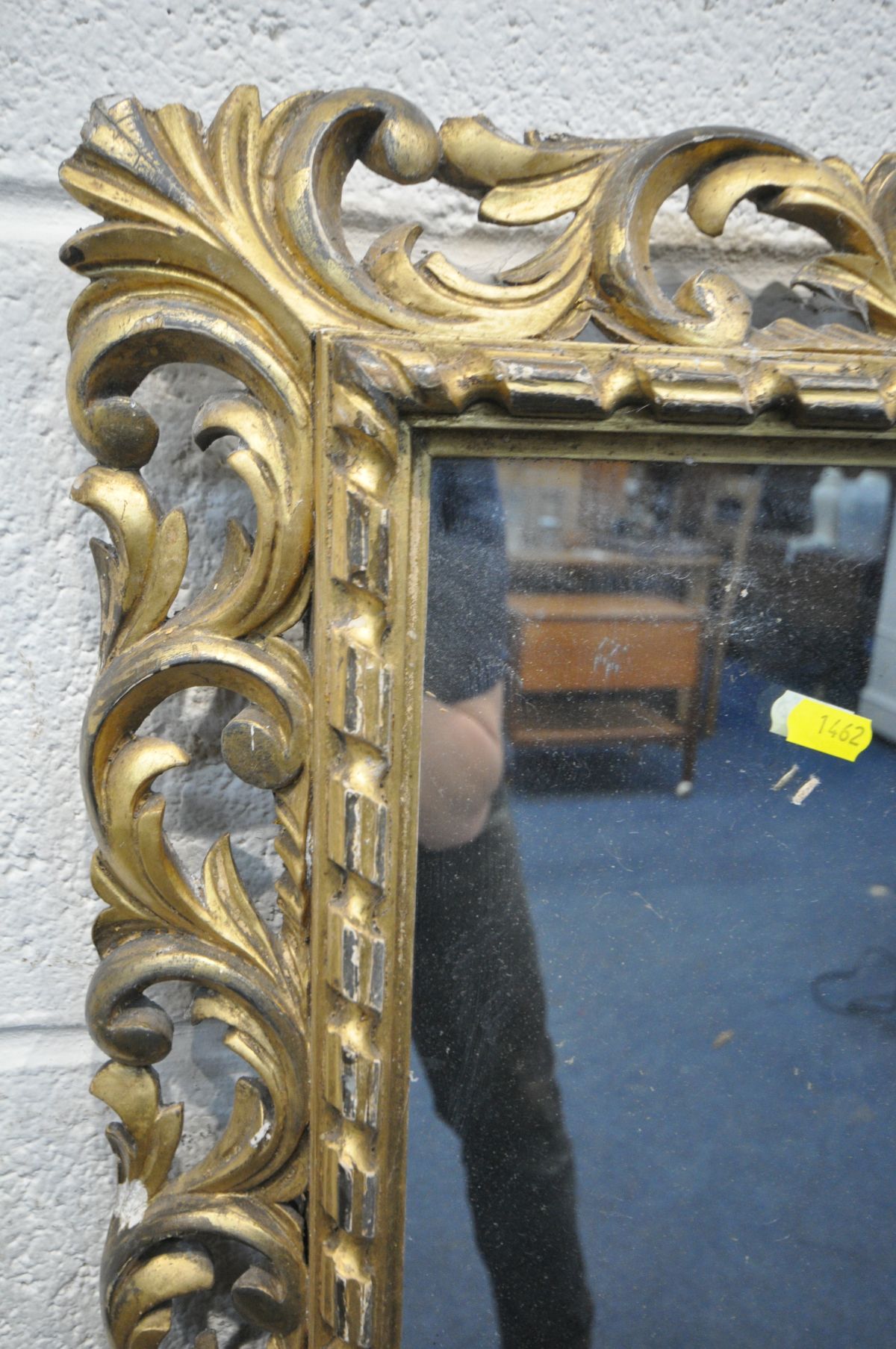 A 19TH CENTURY ROCOCO REVIVAL GILTWOOD WALL MIRROR, the plain rectangular plate within a frame - Image 3 of 8
