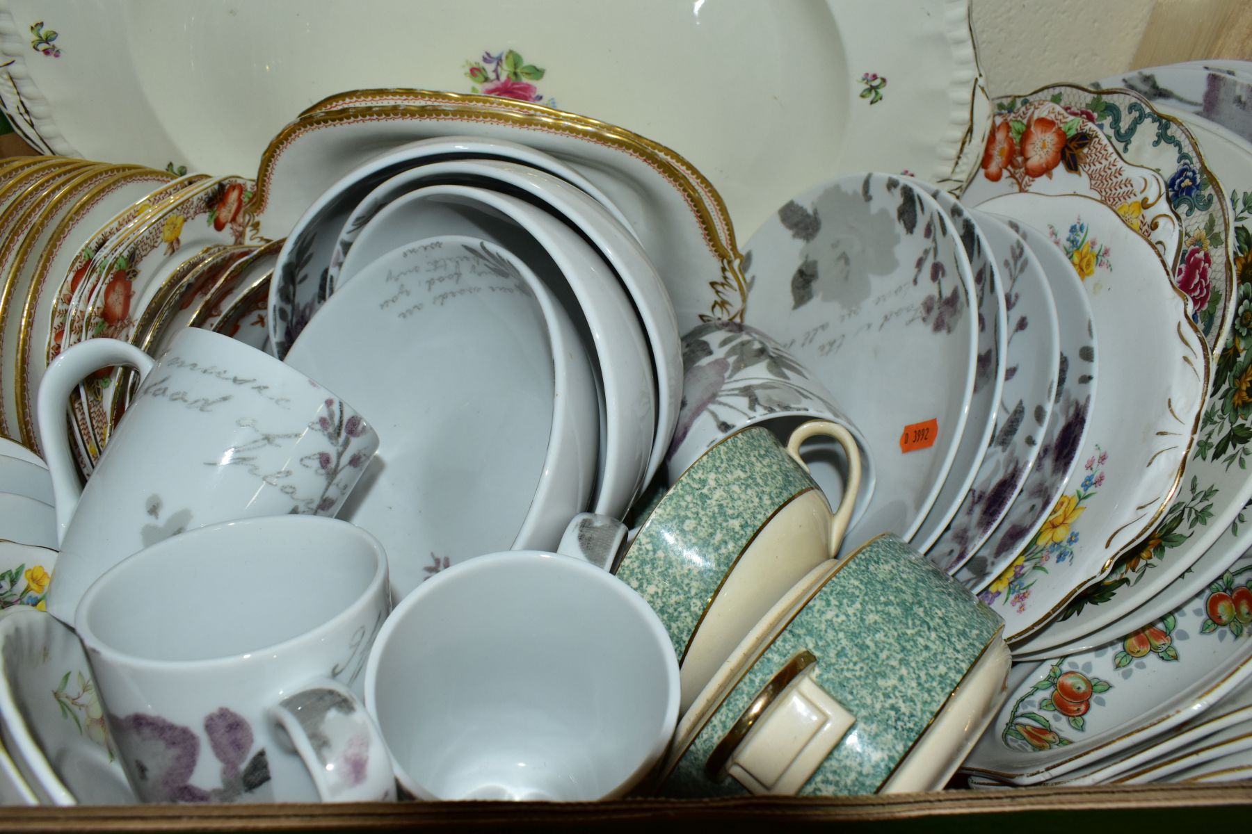 FIVE BOXES OF CERAMICS, ETC, including a modern Italian white and silver lustre part dinner service, - Image 9 of 11