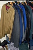 EIGHT BOXES OF MEN'S SHIRTS WITH SEVENTEEN JACKETS AND COATS, a large quantity of shirts, all size