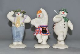 THREE ROYAL DOULTON 'THE SNOWMAN GIFT COLLECTION' FIGURES, comprising DS2 The Snowman, DS3 Stylish