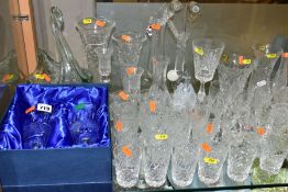 A QUANTITY OF CUT, MOULDED AND BLOWN GLASSWARE, including a set of six Edinburgh Crystal tumblers, a