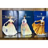 THREE BOXED ROYAL DOULTON FIGURINES, comprising Kirsty HN2381 (repair to right wrist), Alexandra