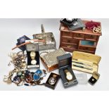 A SELECTION OF ITEMS, to include a selection of white metal earrings, stamped 925, a Parker ball