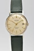 A GENTLEMENS 'ENFORD, CALENDAR DELUXE' WRISTWATCH, round champagne dial signed 'Enford 21 jewels,