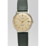 A GENTLEMENS 'ENFORD, CALENDAR DELUXE' WRISTWATCH, round champagne dial signed 'Enford 21 jewels,