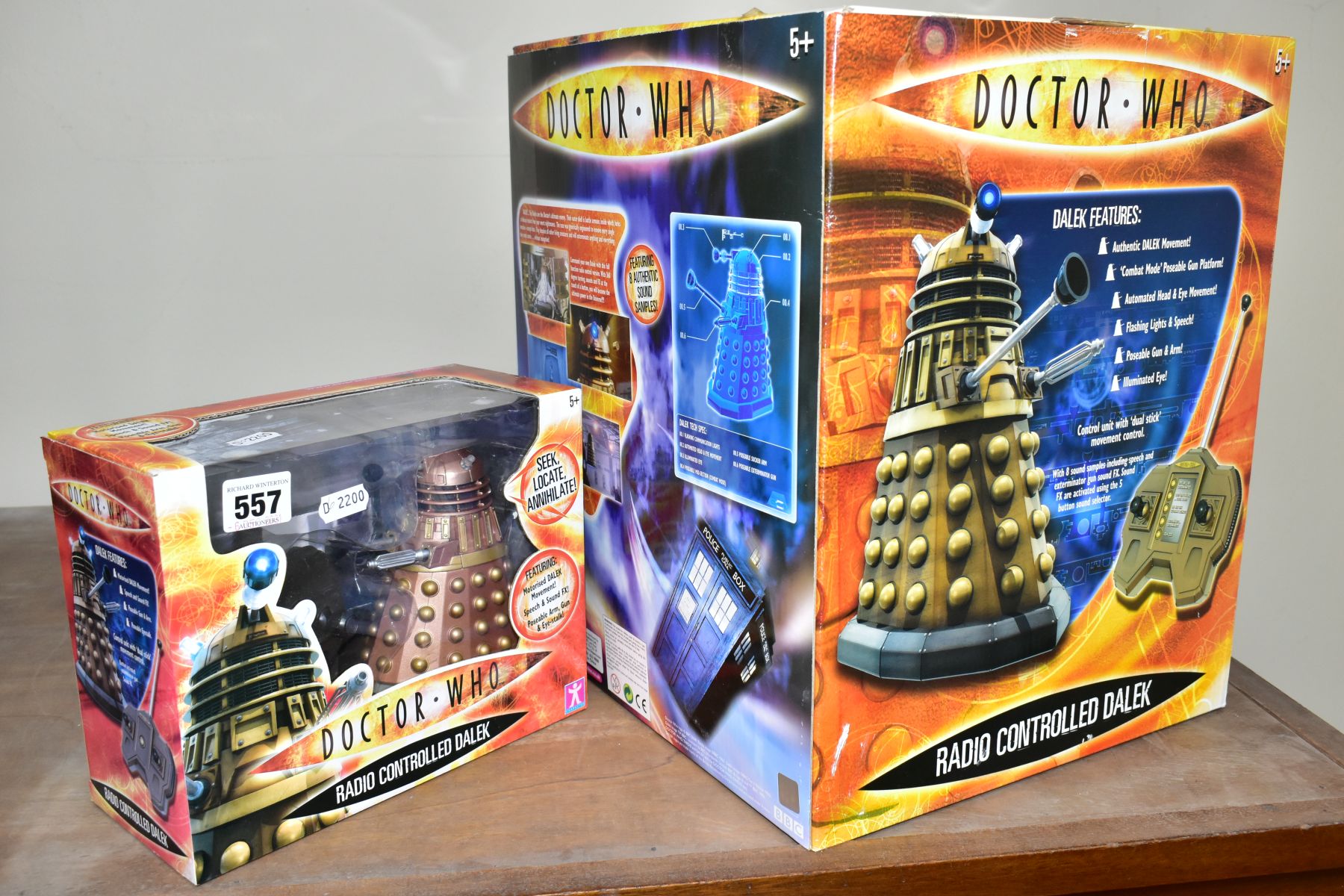 TWO BOXED RADIO CONTROLLED DALEKS, comprising a Character Options Ltd copper coloured radio - Image 4 of 4