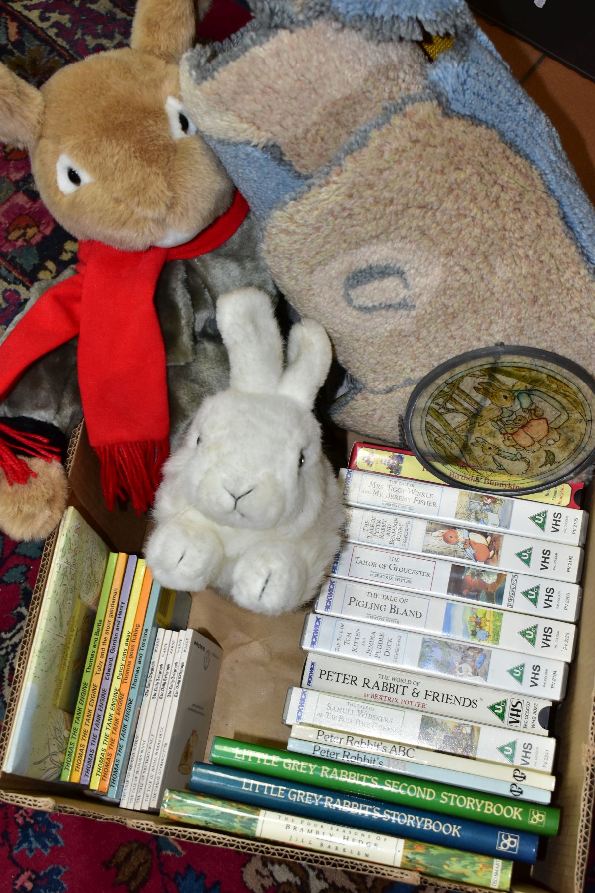 TWO BOXES AND LOOSE BEATRIX POTTER'S PETER RABBIT CERAMICS, SOFT TOYS, VHS CASSETTES, BOOKS, OTHER - Image 3 of 5