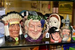 EIGHT ROYAL DOULTON CHARACTER JUGS, comprising 'Bacchus' D6499, 'North American Indian' D6611, '