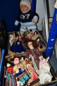 A LARGE FAMOSA VINYL BABY DOLL, height approx.60cm, with a quantity of modern collectors dolls and a