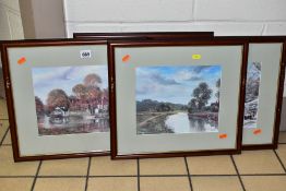 FOUR FRAMED AND GLAZED NIGEL HALLARD LIMITED EDITION PRINTS, all signed by the artist comprising,