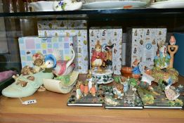 A GROUP OF BORDER FINE ARTS STUDIO AND OTHER BEATRIX POTTER FIGURES/MONEY BANK ETC, comprising boxed