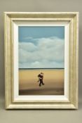 DAVID RENSHAW (BRITISH CONTEMPORARY) FIGURES DANCING ON A DESERTED BEACH, signed bottom right, oil