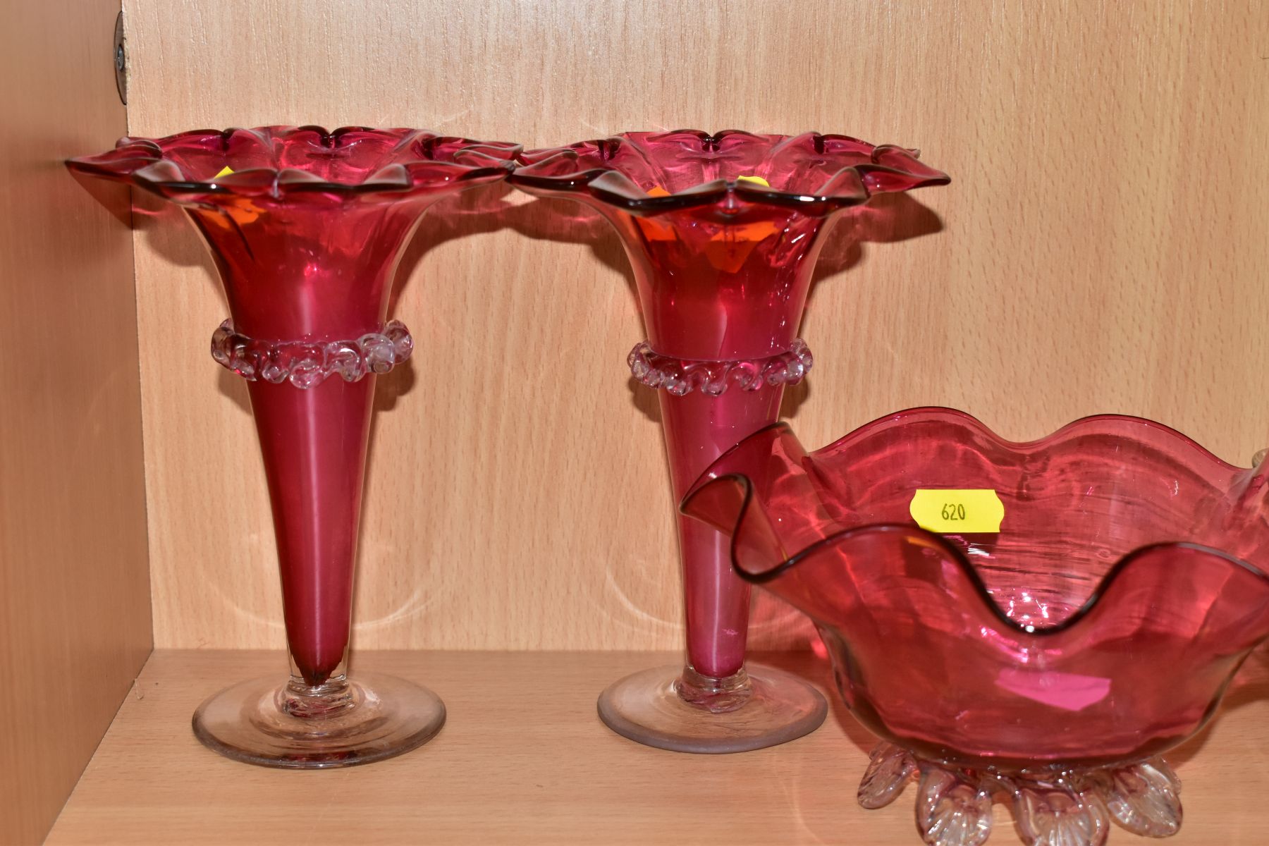 LATE 19TH / EARLY 20TH CENTURY GLASS WARES ETC, comprising Stuart and Sons style bonbon dishes in - Image 8 of 12