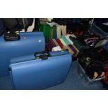 THREE BOXES AND LOOSE LUGGAGE, BAGS AND SHOES, to include ladies and men's shoes (some in very