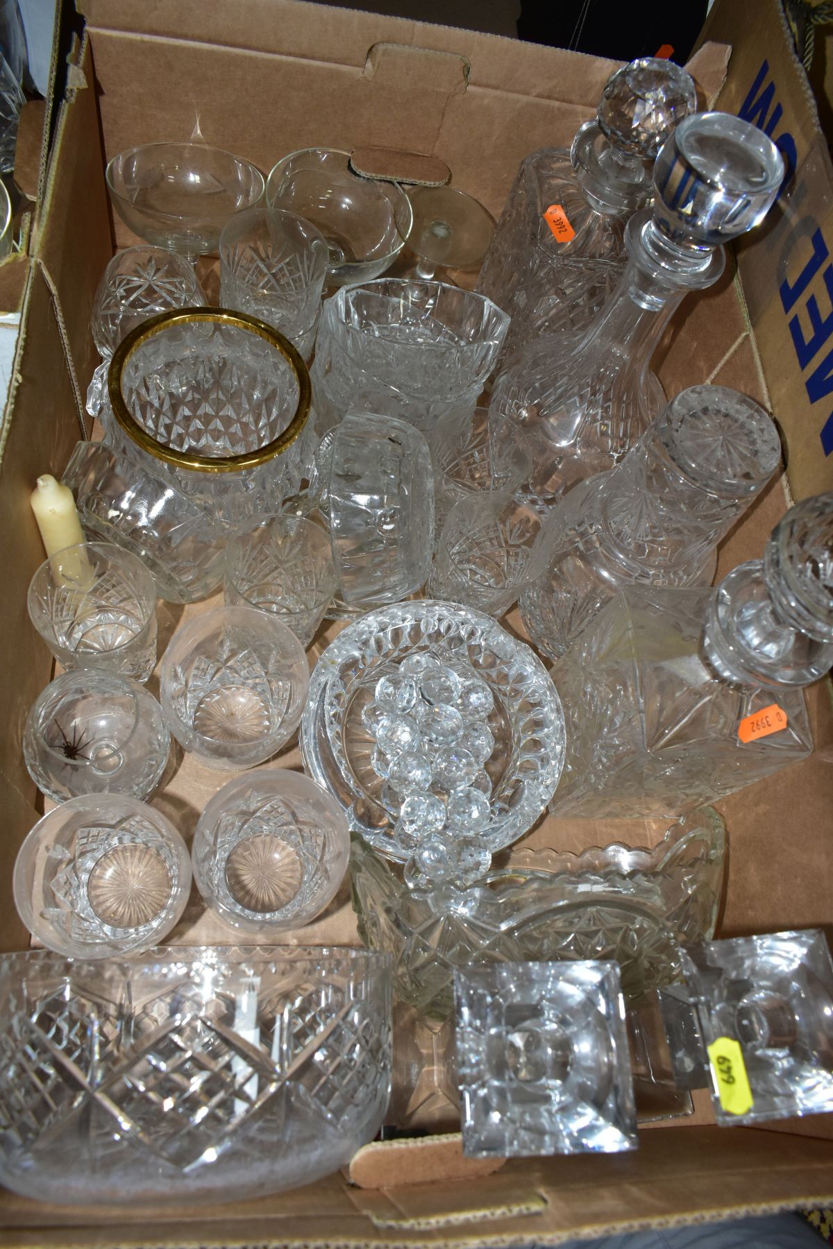 THREE BOXES OF ASSORTED GLASSWARE, including a carafe and glass, three decanters and stoppers, - Image 2 of 5