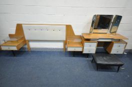 A G PLAN CHINA WHITE DRESSING TABLE, with a triple mirror and five drawers, width 126cm x depth 47cm