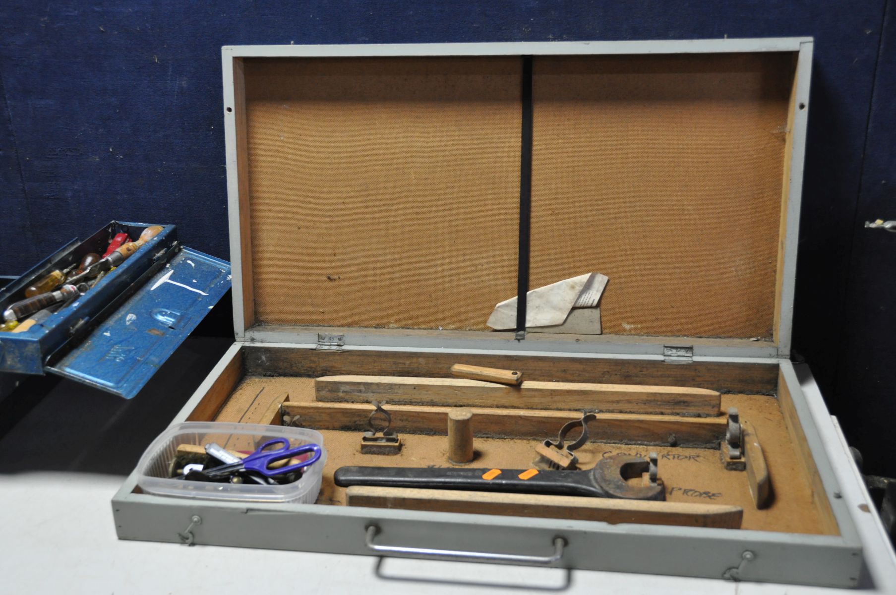 A METAL TOOLBOX containing various hand tools, screwdrivers, spanners, files etc along with a - Image 2 of 2