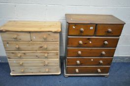 A MODERN PINE CHEST OF SIX DRAWERS, and another pine chest of drawers (2)