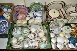 FIVE BOXES AND LOOSE TEA AND DINNER WARES ETC, to include Royal Albert flower of the month cups