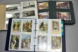 THEMATIC POSTCARDS, a collection of approximately 275 postcards in three albums, album one