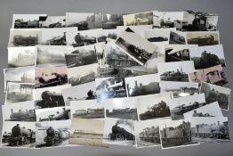 A QUANTITY OF ASSORTED BLACK & WHITE POSTCARD SIZE RAILWAY PHOTOGRAPHS, mix of big 4 era and B.R.