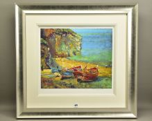 ROLF HARRIS (AUSTRALIA 1930) 'FIGURES ON THE BEACH, CORNWALL', a signed limited edition print, 11/