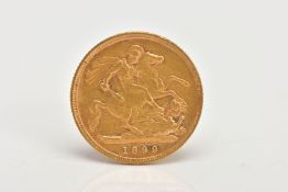 A LATE 19TH CENTURY HALF SOVEREIGN, depicting Queen Victoria, with George and the dragon to the