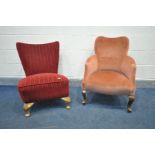 TWO EARLY TO MID 20TH CENTURY UPHOLSTERED BEDROOM CHAIRS