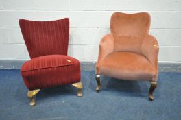TWO EARLY TO MID 20TH CENTURY UPHOLSTERED BEDROOM CHAIRS