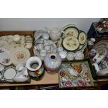 FOUR BOXES AND LOOSE CERAMIC TEA, DINNER AND GIFTWARES, to include two large, modern oriental
