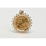 A MOUNTED HALF SOVEREIGN PENDANT, half sovereign depicting King Edward VII, with George and the