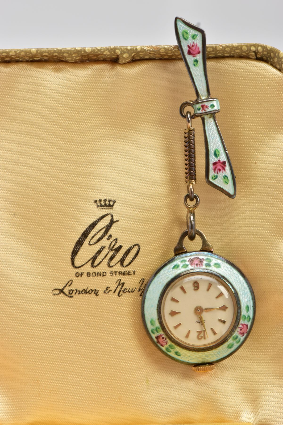 A GUILLOCHE ENAMEL 'CIRO' FOB WATCH, round white dial signed 'Ciro' Arabic twelve and six - Image 4 of 7