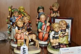 SEVEN HUMMEL FIGURES AND THREE RELATED ITEMS, the figures include 'Friends', 'The Smart Little