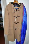 A GLOVERALL ORIGINAL CAMEL DUFFLE COAT, a three quarter length coat, 42 chest, camel coloured with