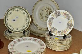 A GROUP OF WEDGWOOD, MINTON AND ROYAL DOULTON TEA AND DINNER PLATES, comprising sixteen Wedgwood