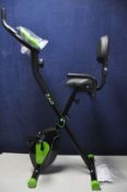 A ZAAP MAGNETIC X-BIKE zaap exercise bike with back rest and stability handles with instruction