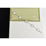 A VAN CLEEF & ARPELS VINTAGE ALHAMBRA BRACELET WITH BOX, with five mother of pearl motifs