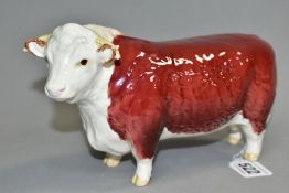 A BESWICK FIRST VERSION HEREFORD BULL 'CH. OF CHAMPIONS' MODEL NO.1363A (Condition report: small