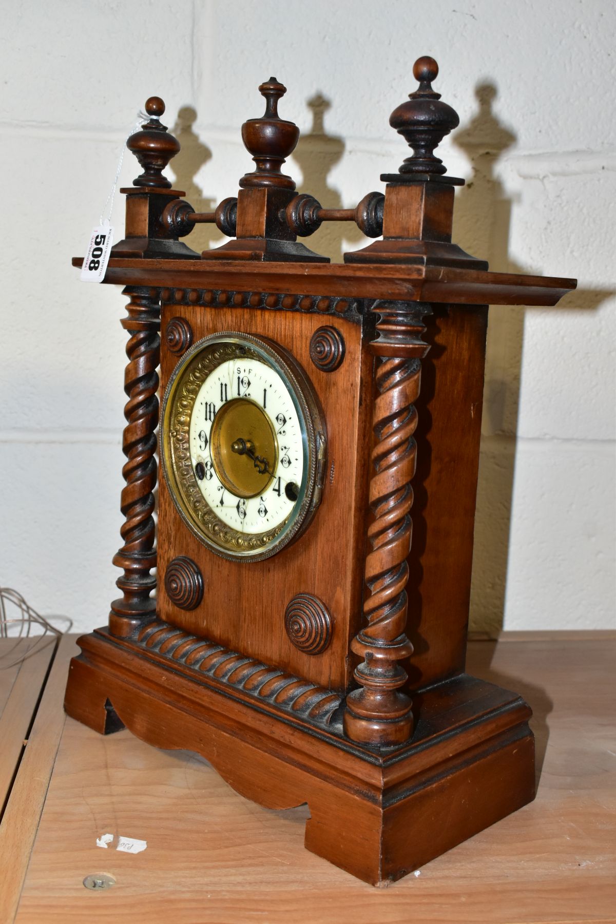 TWO EARLY 20TH CENTURY MANTLE CLOCKS, one marked The United Clock Co Limited Birmingham, with Arabic - Image 4 of 15