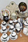 A GROUP OF CERAMIC TEAWARES AND COLLECTORS PLATES, comprising a fifteen piece Royal Albert Night and