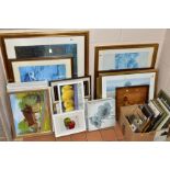 PAINTINGS , PRINTS AND PHOTO FRAMES ETC, to include two flower still life oils signed S Leigh,