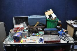 A COLLECTION OF AUTOMOTIVE AND HANDTOOLS including an aluminium case containing electrical tools, an