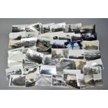 A QUANTITY OF ASSORTED BLACK & WHITE POSTCARD SIZE RAILWAY PHOTOGRAPHS, mix of pre-grouping, big 4